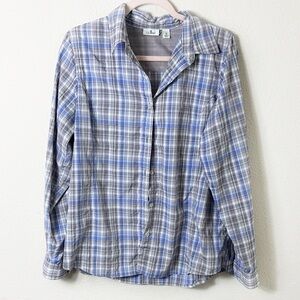 L.L. Bean Cool Weave Plaid Flannel Button Down Shirt lilac grey size M regular